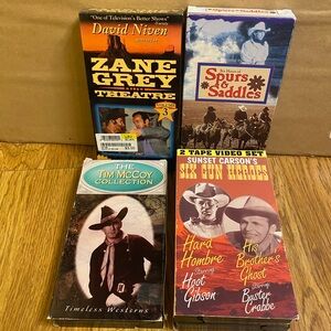 Vintage Cowboy & Westerns VHS Movies Bundle Tim McCoy, Zane Grey, Sunset Carson